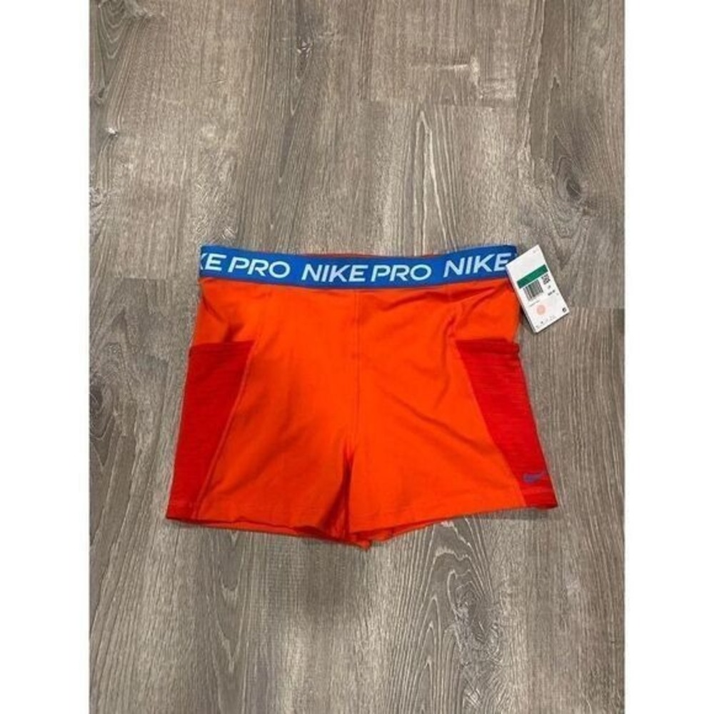 Nike Pro Dri-FIT Women XL 3 Inch Training Shorts Orange‎ Red Blue FJ1831-633 NEW